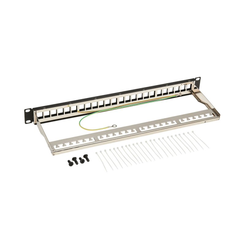 Tripp Lite N062-024-KJ-SH 24-Port 1U Rack-Mount Shielded Blank Keystone/Multimedia Patch Panel, RJ45 Ethernet, USB,