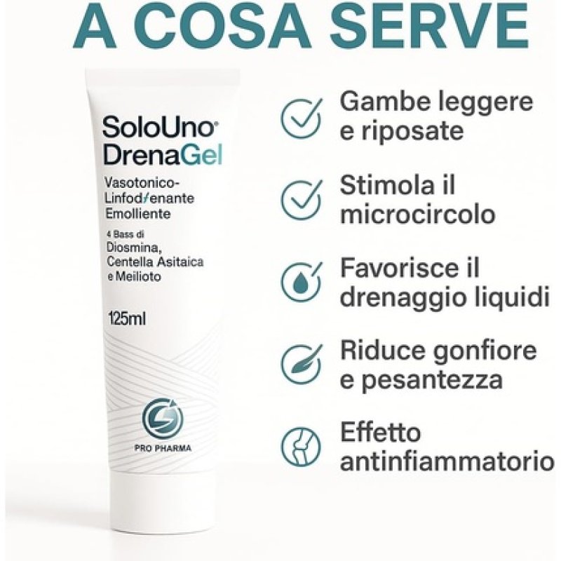 Pro Pharma Solouno Vasotonic Drenagel Lymphatic Drainage Gel with Diosmin Emollient