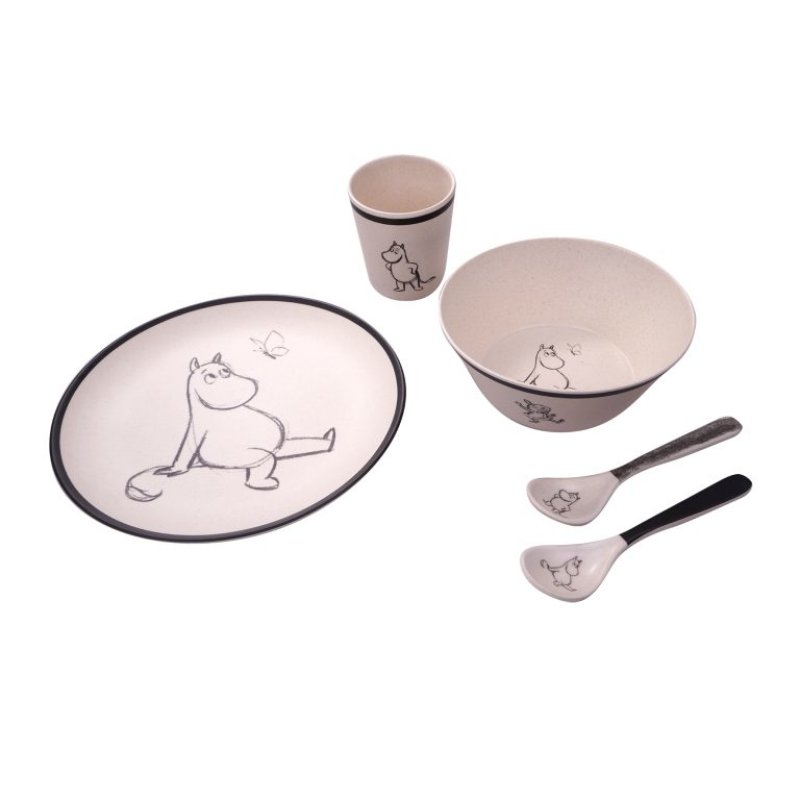 Moomin - 100% Melamine 5 Pcs Package (Plate, Bowl, Tumbler, 2 Spoons) (800037)