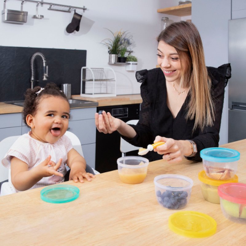 Badabulle B004304 pot pour bébé alimentaire Bleu, Rose, Transparent, Jaune