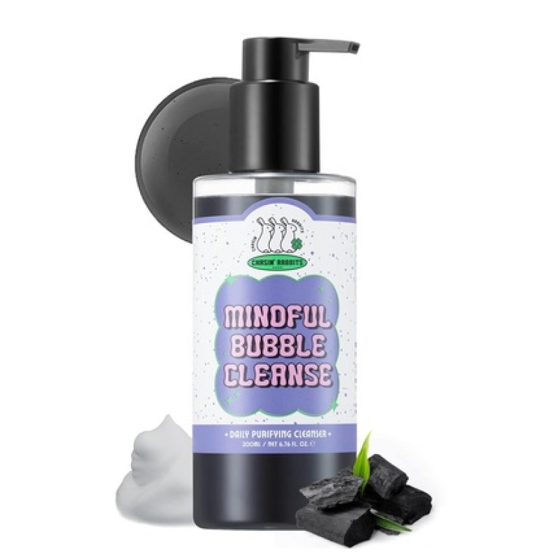 CHASIN' RABBITS Mindful Bubble Cleanse Vegan All In One Face to Body Bubble Cleanser Pore Purifying with Charcoal Face