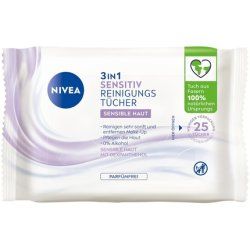 NIVEA 3in1 Sensitive Cleansing Wipes with Dexpanthenol 25 Pieces