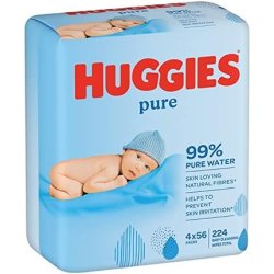 Huggies Pure Baby Wipes 224 Count - Pack of 4
