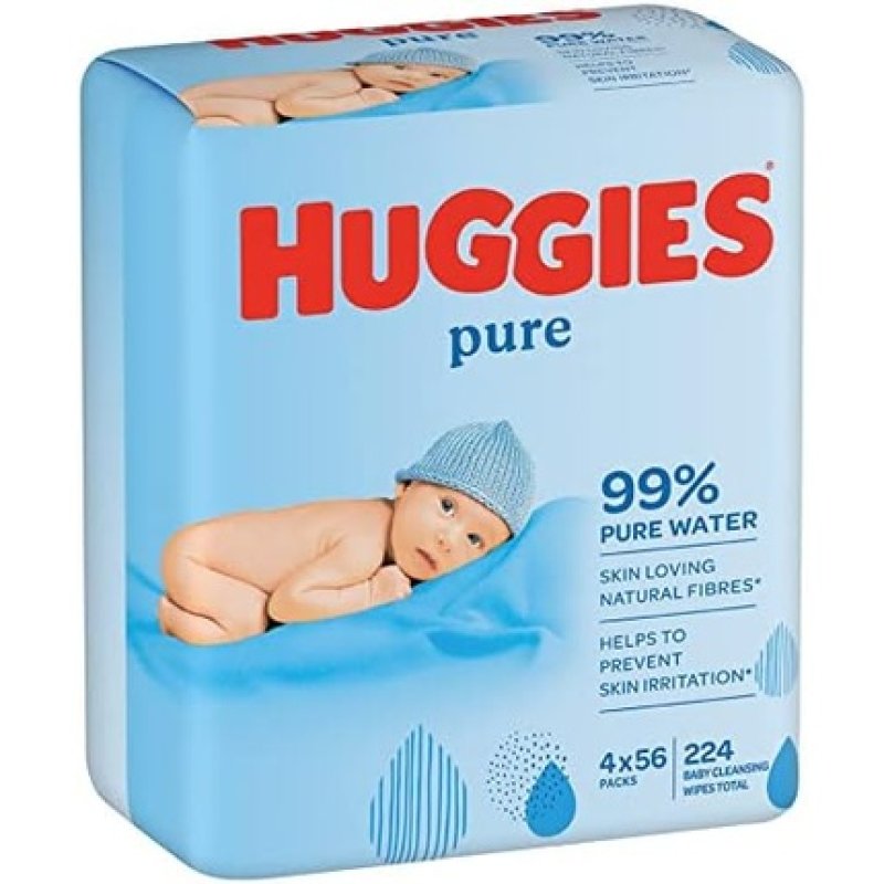 Huggies Pure Baby Wipes 224 Count - Pack of 4