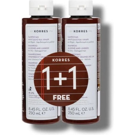 Korres Almond And Flaxseed Shampoo For Dry Hair - 2x250ml
