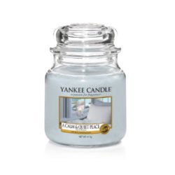 Yankee Candle A Calm & Quiet Place bougie en cire Rond Cèdre, Jasmin, Mandarin Bleu, Transparent 1 pièce(s)