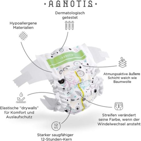 AGNOTIS Baby Diapers Size 6 for Babies 16-30 kg with Excellent Leak Protection and Moisture Indicator