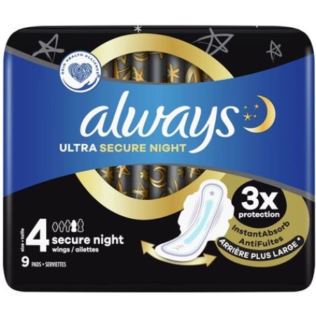 Always 9X Ultra Sanitary Pad Secure Night with Wings