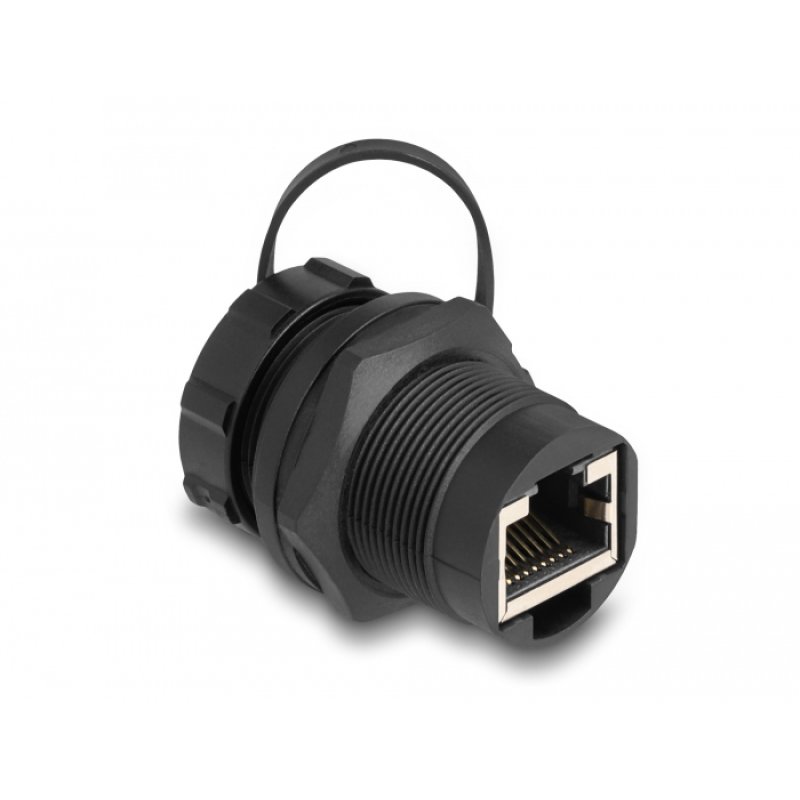 DeLock RJ45 Cat.6A Kupplung mit Verschlusskappe IP67 staub- und wasserdicht
