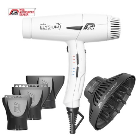 Parlux Elysium Magic Compact White Hair Dryer With Diffuser By Parlux