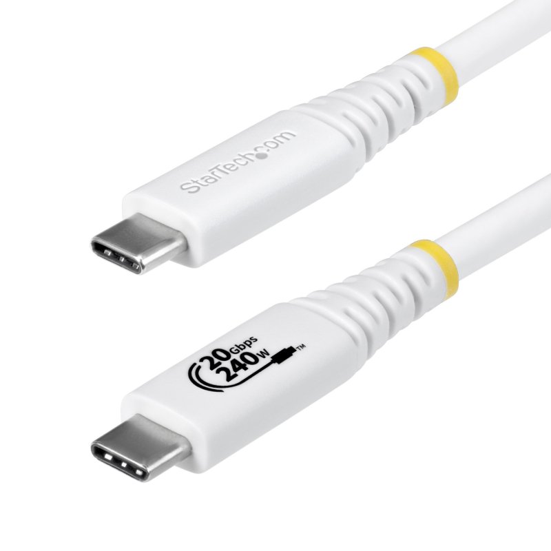StarTech.com 2m (6ft) USB4 Cable, 20Gbps, USB-IF Certified USB-C Cable, 240W PD EPR, 4K 120Hz DP 1.4, TPE Jacket, White
