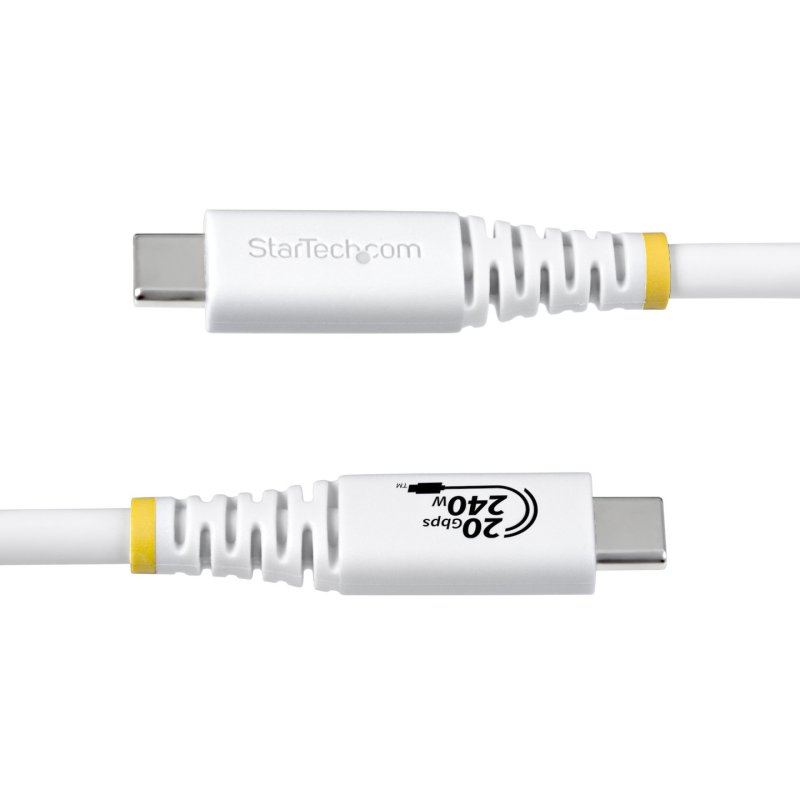 StarTech.com 2m (6ft) USB4 Cable, 20Gbps, USB-IF Certified USB-C Cable, 240W PD EPR, 4K 120Hz DP 1.4, TPE Jacket, White