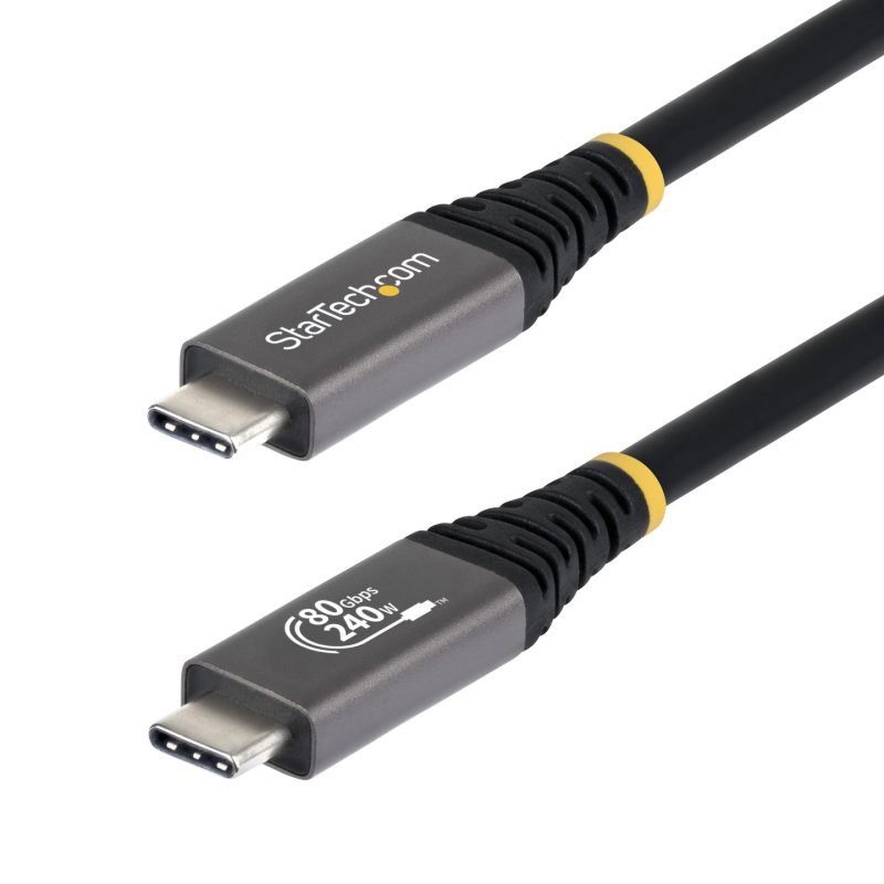 StarTech.com Câble USB4 de 1,5m, 80 Gbit/s, Câble USB-C Certifié USB-IF, 240 W PD, 8K 120 Hz/4K 240 Hz DP2.1 DP80,