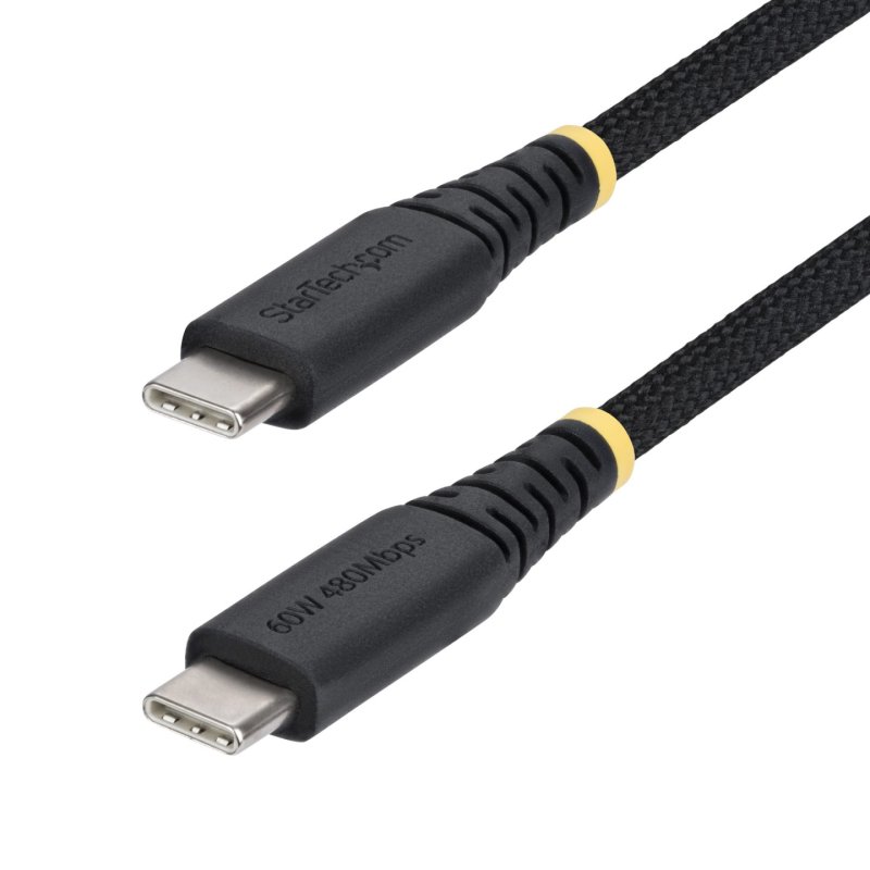 StarTech.com 1m (3ft) USB-C Charging Cable, 60W (3A) PD, Dual-Layer Braided Nylon/TPE Jacket, Rugged USB C Charging