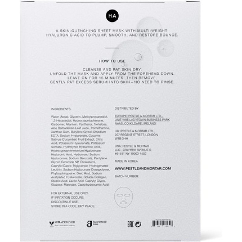 Pestle & Mortar Hydrating Sheet Mask with Pure Hyaluronic Acid