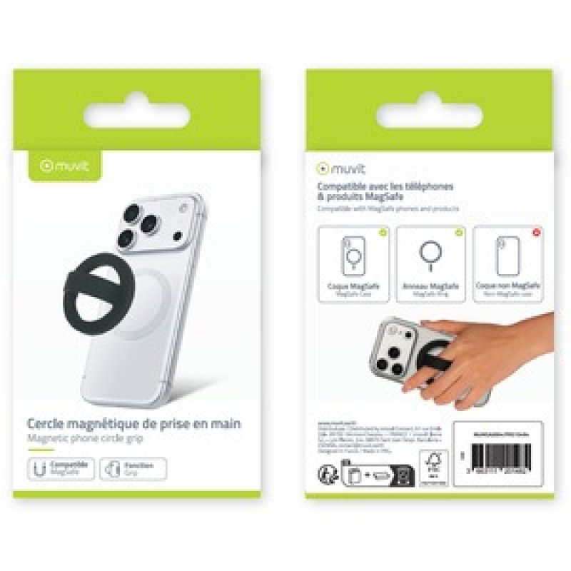 CIRCLE GRIP SILICONE TRANSLUCIDE MAGSAFE NOIR