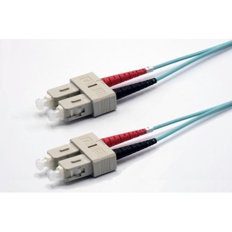 0.5m SC-UPC/SC-UPC 50/125 OM3 2.0mm LS0H aqua zip cord