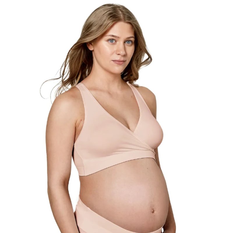 Medela Keep Cool Sleep Bra Seamless Maternity Nursing with Full Back Breathing Zone Soft Touch Fabric Chai M