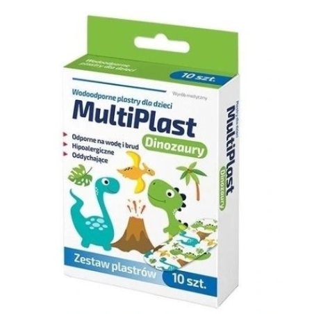 Multiplast Dinosaurs Waterproof Plasters For Children 10 Pieces With Long Expiry Date