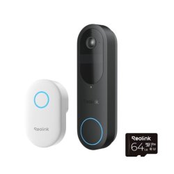 Reolink – 2K Video Doorbell Chime Wi-Fi – Black
