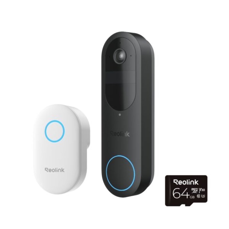 Reolink – 2K Video Doorbell Chime Wi-Fi – Black