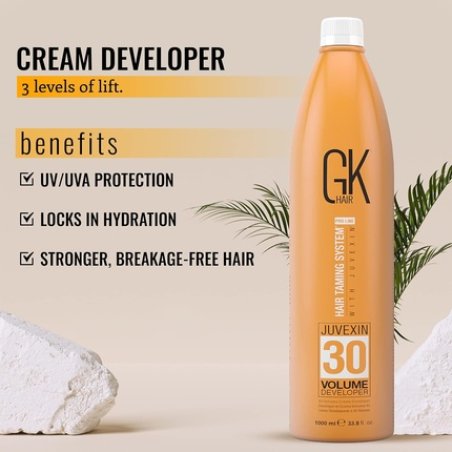 Global Keratin GK HAIR Professional Hair Creme 30 Volume Developer 1000ml for Hair Coloring Bleach - High-Performance