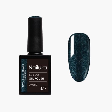 Nailura - Gel Polish 377 - Navy Blue/Black Shimmer - 10 ml