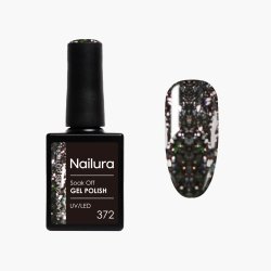 Nailura - Gel Polish 372 - Black Silver Glitter - 10 ml