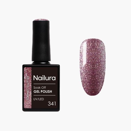 Nailura - Gel Polish 341 Garnet Glitter - Deep Dusty Rose-Purple with Berry Tones - 10 ml