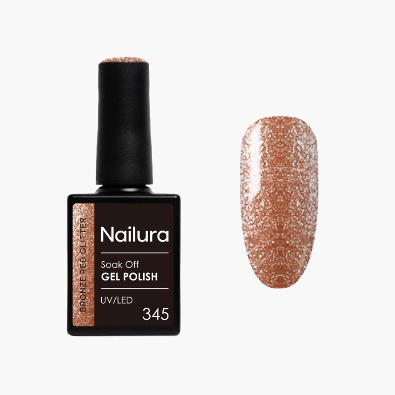 Nailura - Gel Polish 345 - Bronze Red Glitter - 10 ml