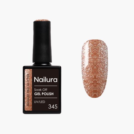 Nailura - Gel Polish 345 - Bronze Red Glitter - 10 ml