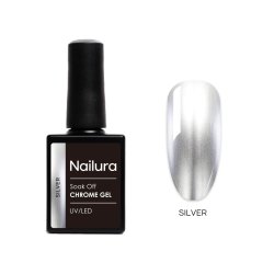 Nailura - Chrome Base Silver Gel - Silver - 10 ml