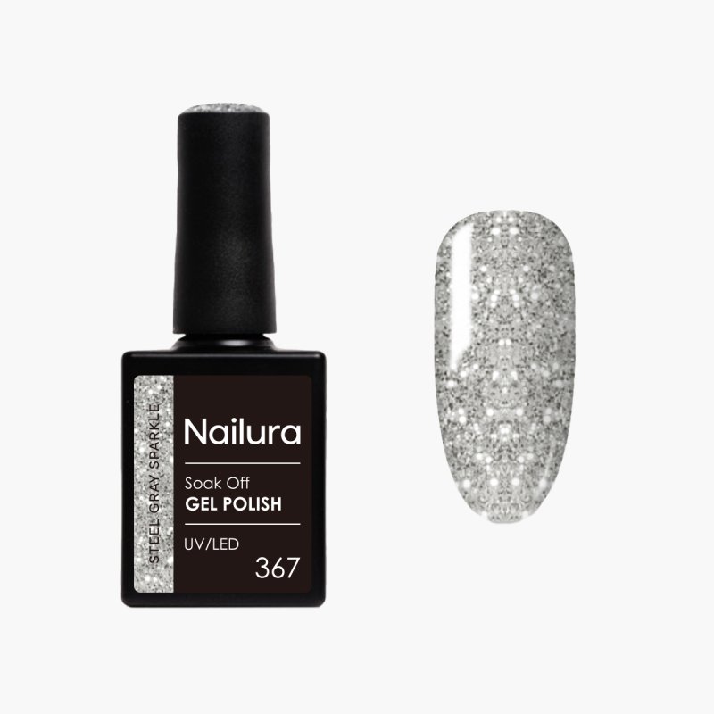 Nailura - Gel Polish 367 - Steel Gray Sparkle - 10 ml