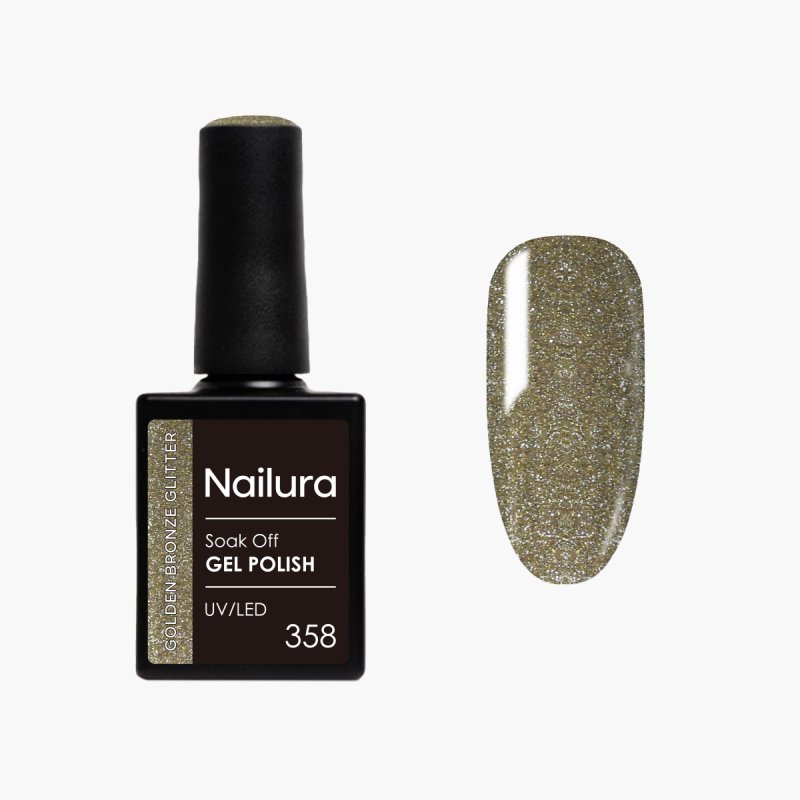 Nailura - Gel Polish 358 - Golden Bronze Glitter - 10 ml
