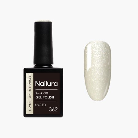 Nailura - Gel Polish 362 - Silver White Sparkle - 10 ml