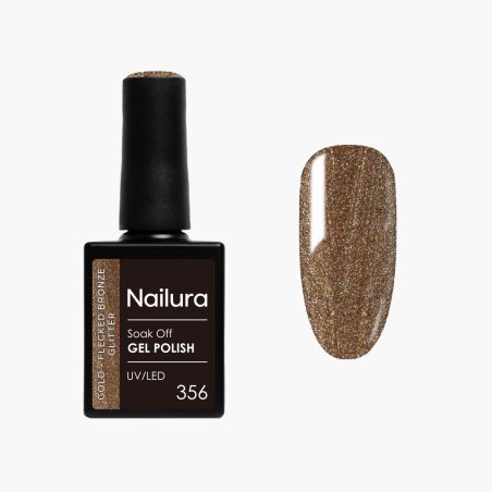 Nailura - Gel Polish 356 - Gold Flecked Bronze Glitter - 10 ml