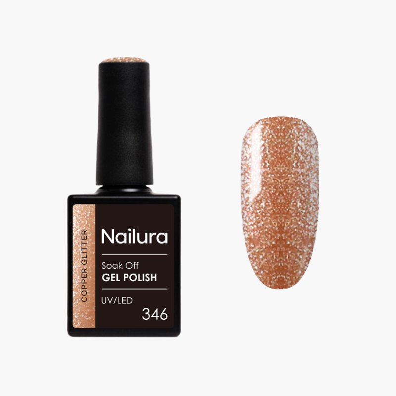 Nailura - Gel Polish 346 - Copper Glitter - 10 ml