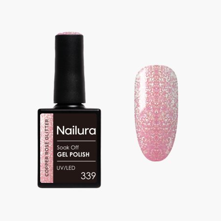Nailura - Gel Polish 339 - Copper Rose Glitter - 10 ml