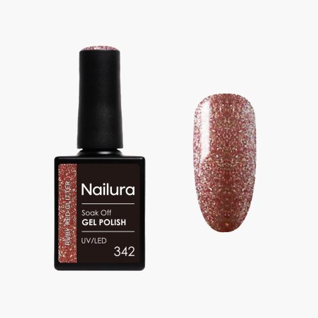 Nailura - Gel Polish 342 - Ruby Red Glitter - 10 ml