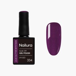 Nailura - Gel Polish 334 - Lilac Glitter with Hues - 10 ml