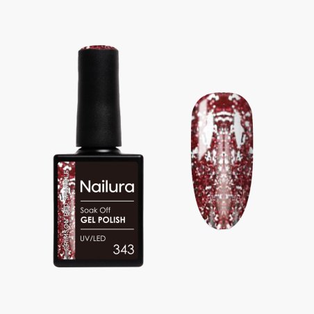 Nailura - Gel Polish 343 - Crimson Red Sparkle - 10 ml
