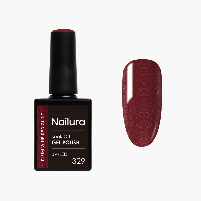 Nailura - Gel Polish 329 - Plum Wine Red Glint - 10 ml
