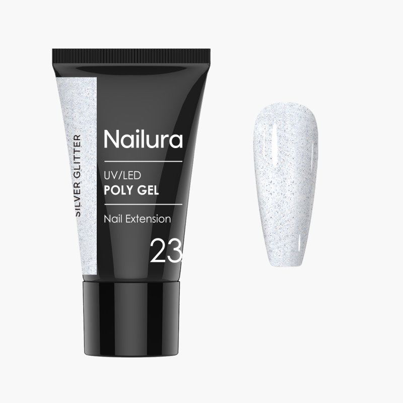 Nailura - Poly Gel 23 - Silver Glitter - 30 ml