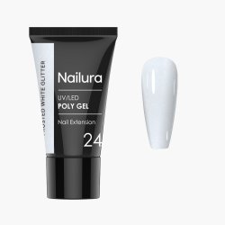 Nailura - Poly Gel 24 - Frosted White Glitter - 30 ml