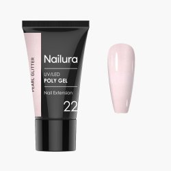 Nailura - Poly Gel 22 - Pearl Glitter - Light, Pearlescent Nude - 30 ml