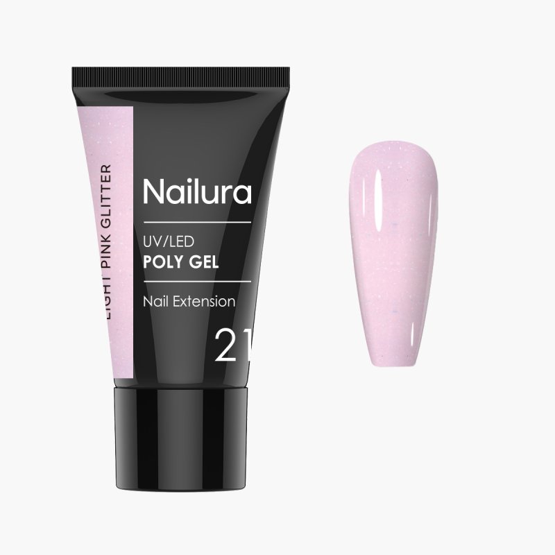 Nailura - Poly Gel 21 - Light Pink Glitter - 30 ml
