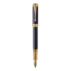 Parker - Duofold Centennial Fountain Pen - Prestige Blue Chevron - Fine Solid Gold Nib