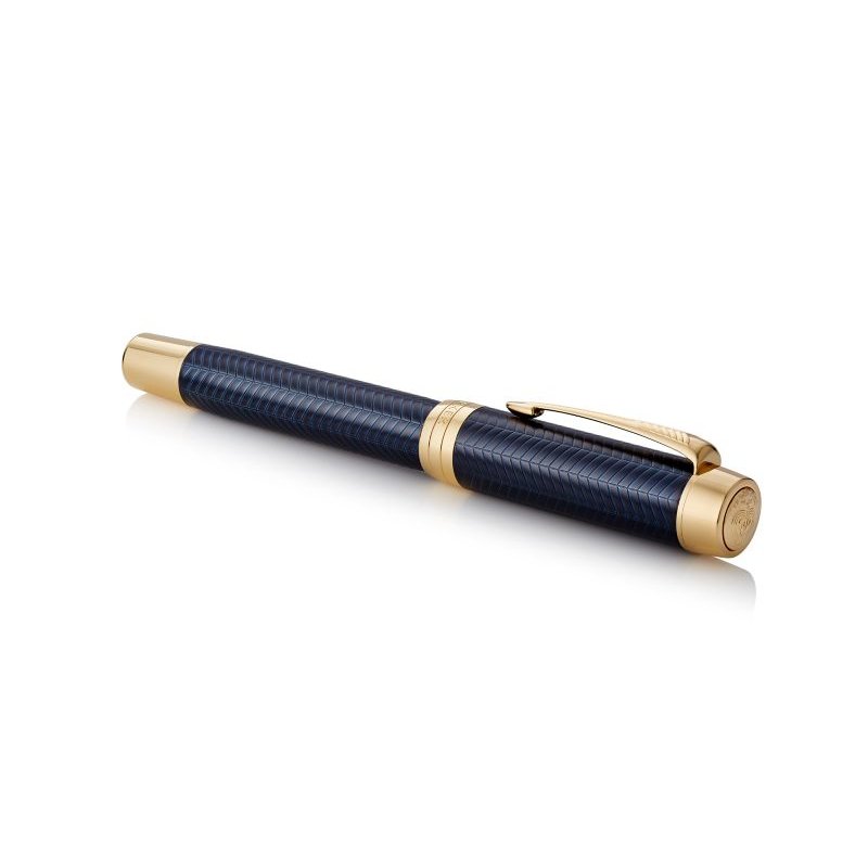 Parker - Duofold Centennial Fountain Pen - Prestige Blue Chevron - Fine Solid Gold Nib