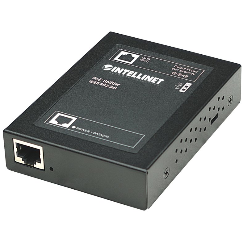 Intellinet Power over Ethernet (PoE ) Splitter IEEE802.3at 5 7.5 9 or 12 V DC output voltage