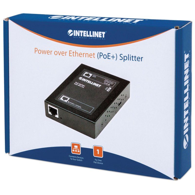 Intellinet 560443 séparateur voix-données Connexion Ethernet, supportant l'alimentation via ce port (PoE) Noir
